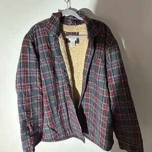 L.L. Bean Sherpa-Lined Jacket with Plaid Accents
